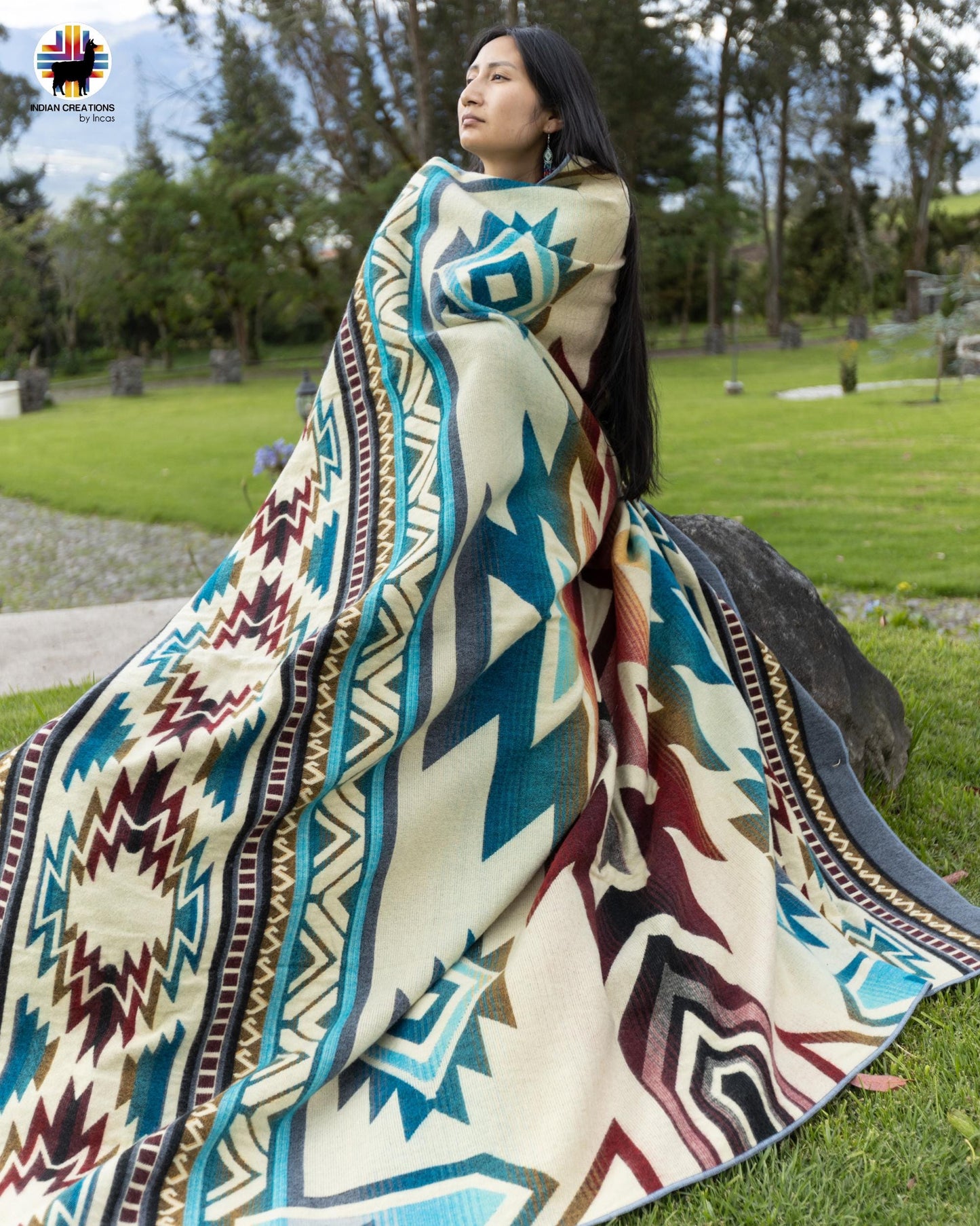 Handmade Alpaca Wool Blanket. (The Nile) Queen Size. Handcrafted by Indigenous Hands. Super Soft and Warm. FREE SHIPPING. Gift Ideas