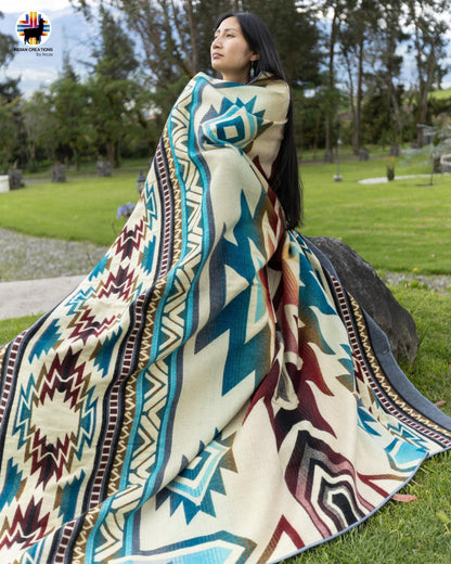 Handmade Alpaca Wool Blanket. (The Nile) Queen Size. Handcrafted by Indigenous Hands. Super Soft and Warm. FREE SHIPPING. Gift Ideas