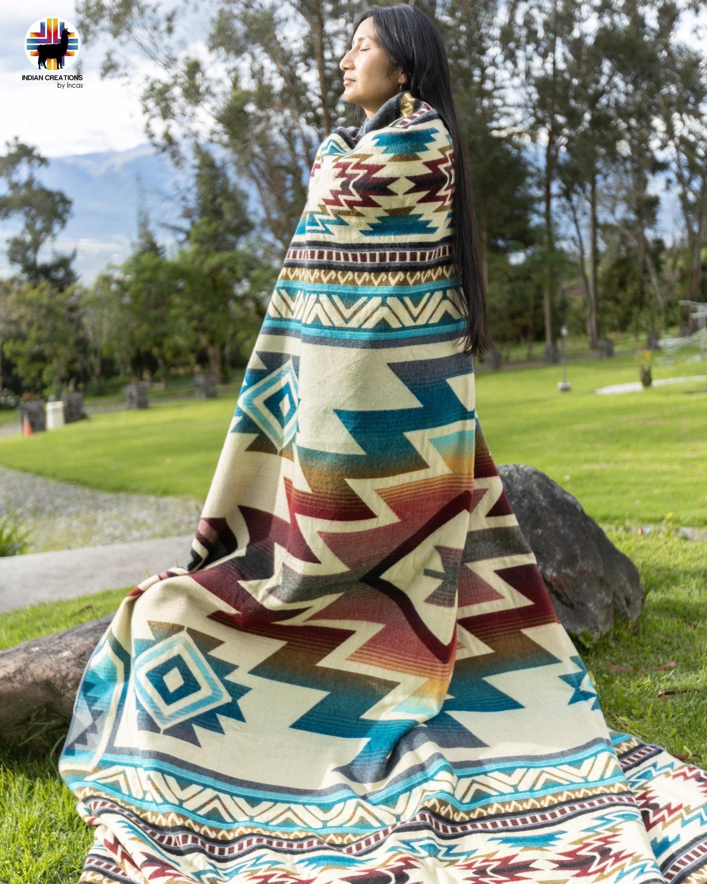 Handmade Alpaca Wool Blanket. (The Nile) Queen Size. Handcrafted by Indigenous Hands. Super Soft and Warm. FREE SHIPPING. Gift Ideas