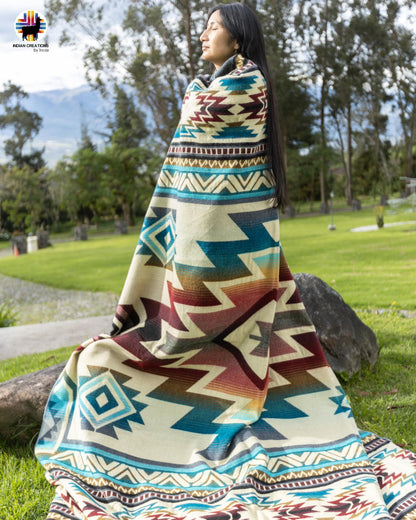 Handmade Alpaca Wool Blanket. (The Nile) Queen Size. Handcrafted by Indigenous Hands. Super Soft and Warm. FREE SHIPPING. Gift Ideas