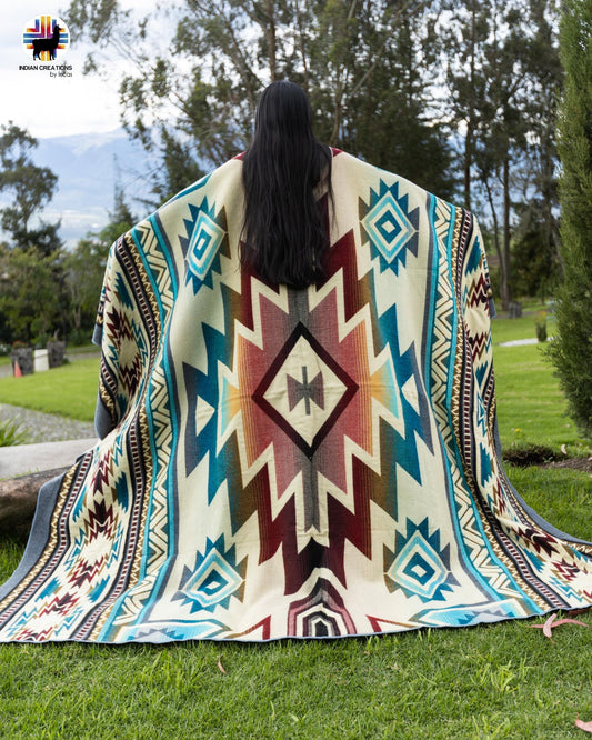Handmade Alpaca Wool Blanket. (The Nile) Queen Size. Handcrafted by Indigenous Hands. Super Soft and Warm. FREE SHIPPING. Gift Ideas