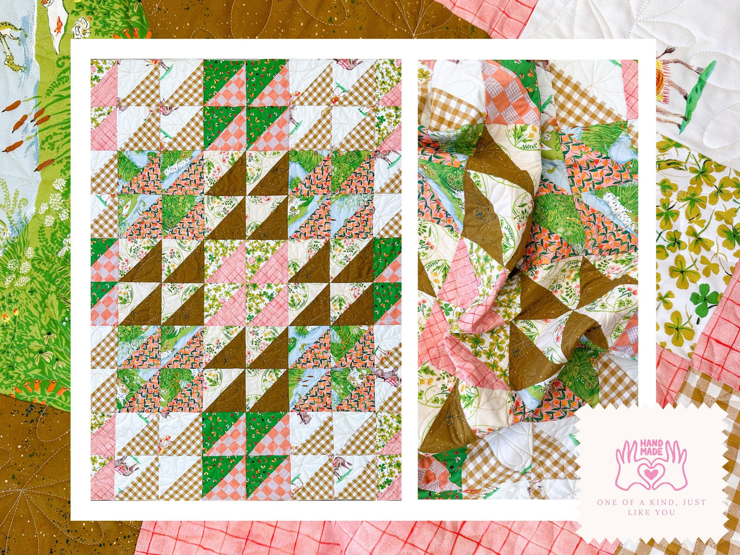 Handmade Baby Quilt – Heather Ross Fabric Patchwork, Colorful Maximalist Nursery Quilt, One of a Kind