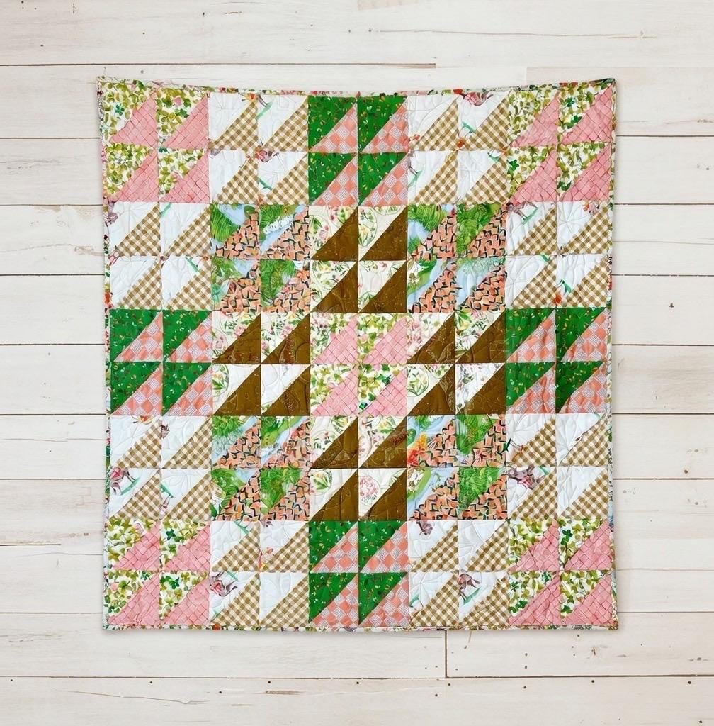 Handmade Baby Quilt – Heather Ross Fabric Patchwork, Colorful Maximalist Nursery Quilt, One of a Kind