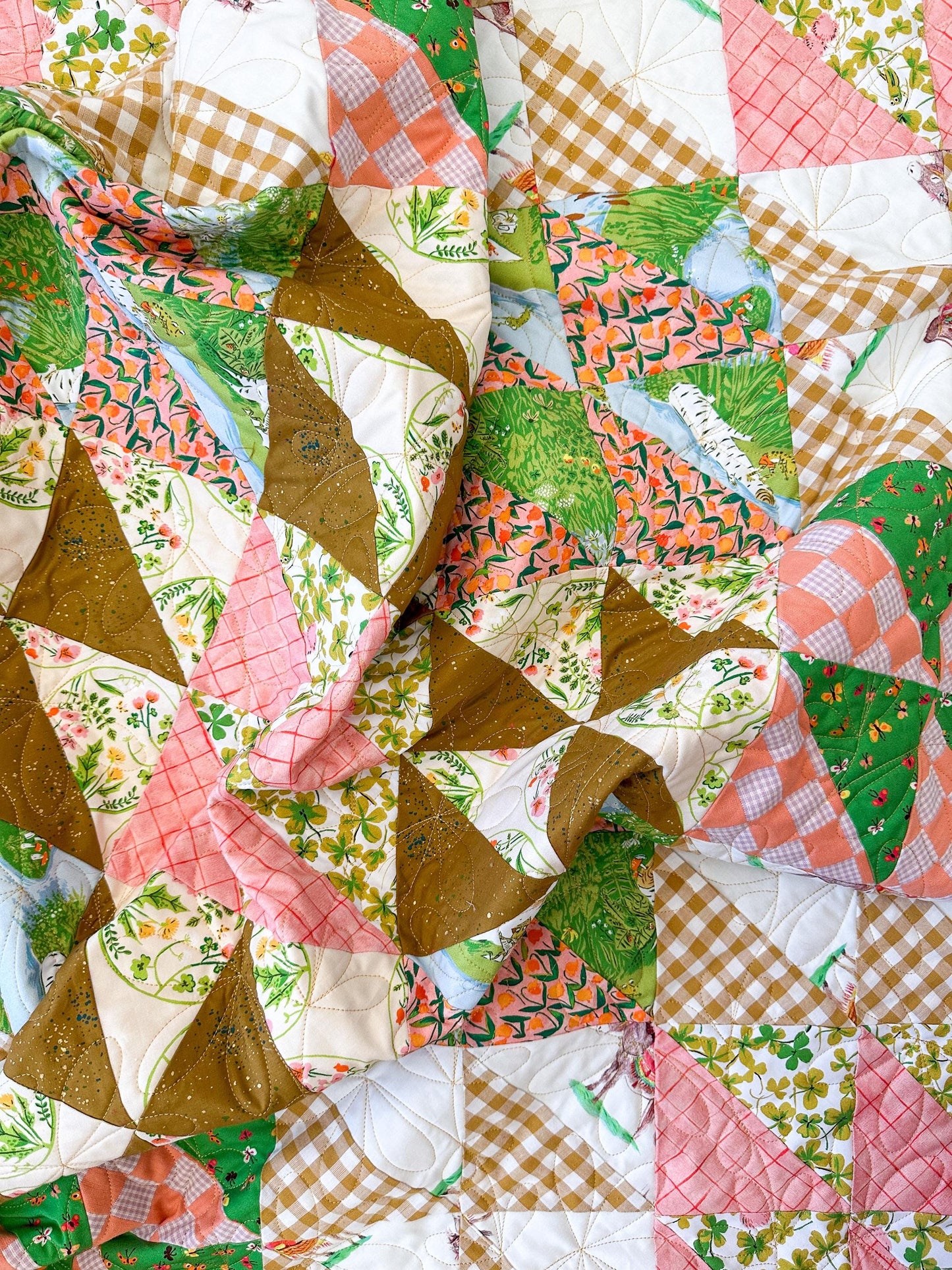 Handmade Baby Quilt – Heather Ross Fabric Patchwork, Colorful Maximalist Nursery Quilt, One of a Kind