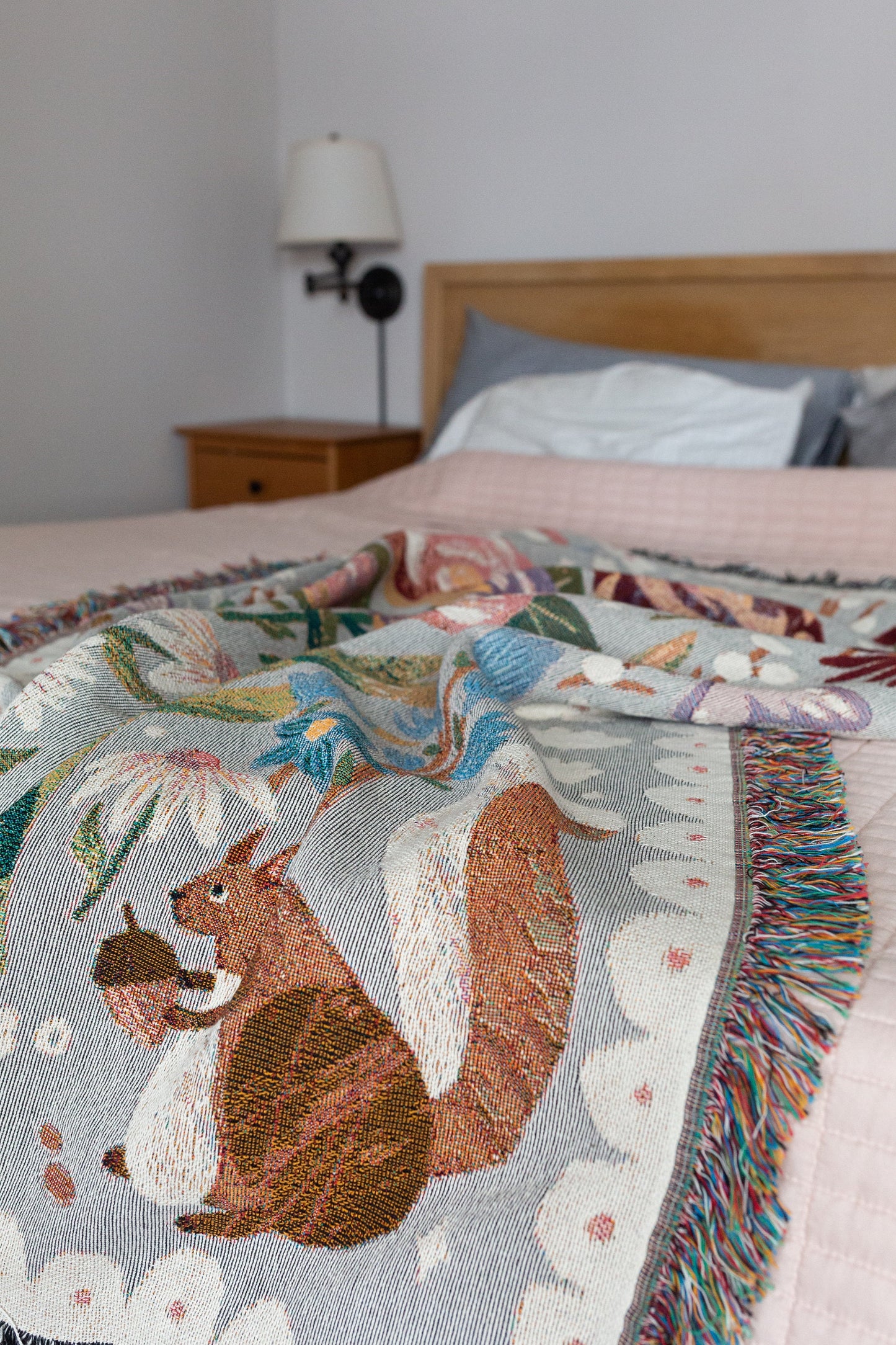 Gift for Mom Throw Blanket: Personalized Woven Mothers Day Present, Floral Nature Animals, Thank you for helping me grow, Unique Home Decor
