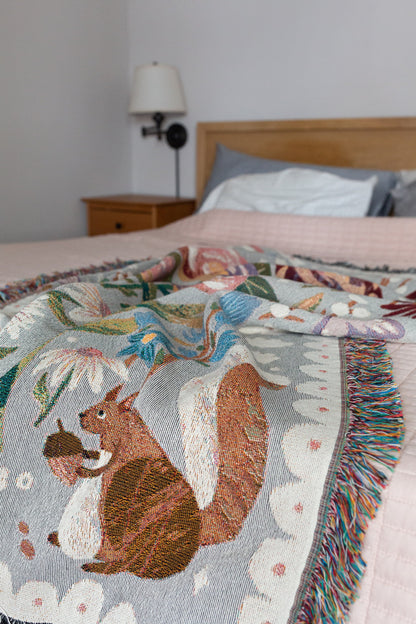 Gift for Mom Throw Blanket: Personalized Woven Mothers Day Present, Floral Nature Animals, Thank you for helping me grow, Unique Home Decor