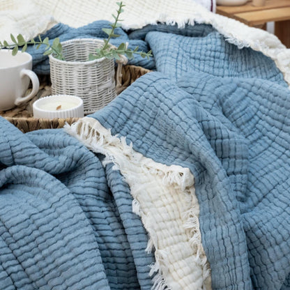 8 Layers King Size Gauze Comforter , OEKO-TEX Certified, Muslin Quilt, Organic Throw Blanket