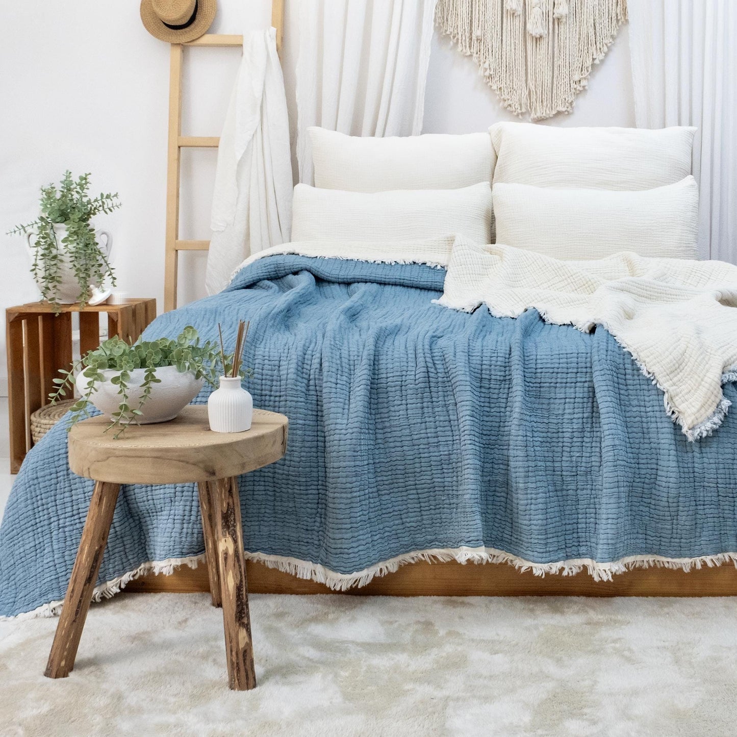 8 Layers King Size Gauze Comforter , OEKO-TEX Certified, Muslin Quilt, Organic Throw Blanket