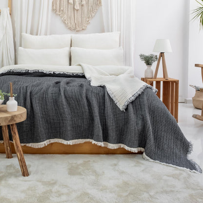 8 Layers King Size Gauze Comforter , OEKO-TEX Certified, Muslin Quilt, Organic Throw Blanket