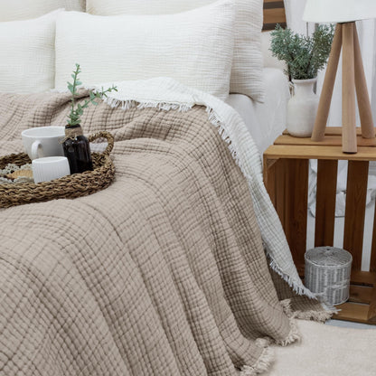 8 Layers King Size Gauze Comforter , OEKO-TEX Certified, Muslin Quilt, Organic Throw Blanket