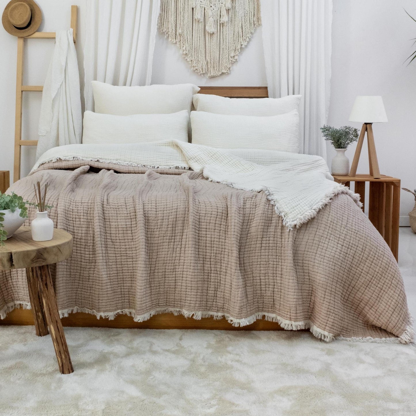 8 Layers King Size Gauze Comforter , OEKO-TEX Certified, Muslin Quilt, Organic Throw Blanket