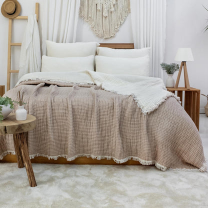 8 Layers King Size Gauze Comforter , OEKO-TEX Certified, Muslin Quilt, Organic Throw Blanket