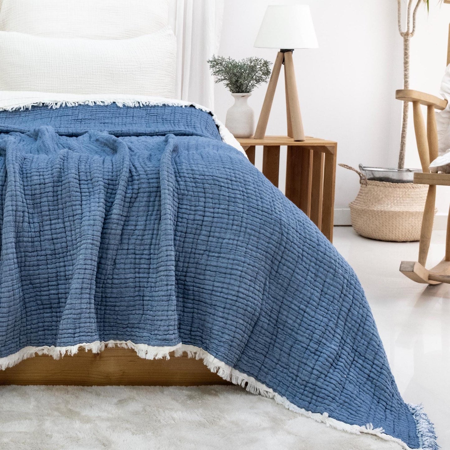8 Layers King Size Gauze Comforter , OEKO-TEX Certified, Muslin Quilt, Organic Throw Blanket