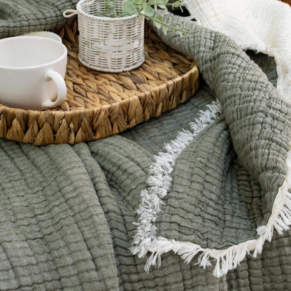 8 Layers King Size Gauze Comforter , OEKO-TEX Certified, Muslin Quilt, Organic Throw Blanket