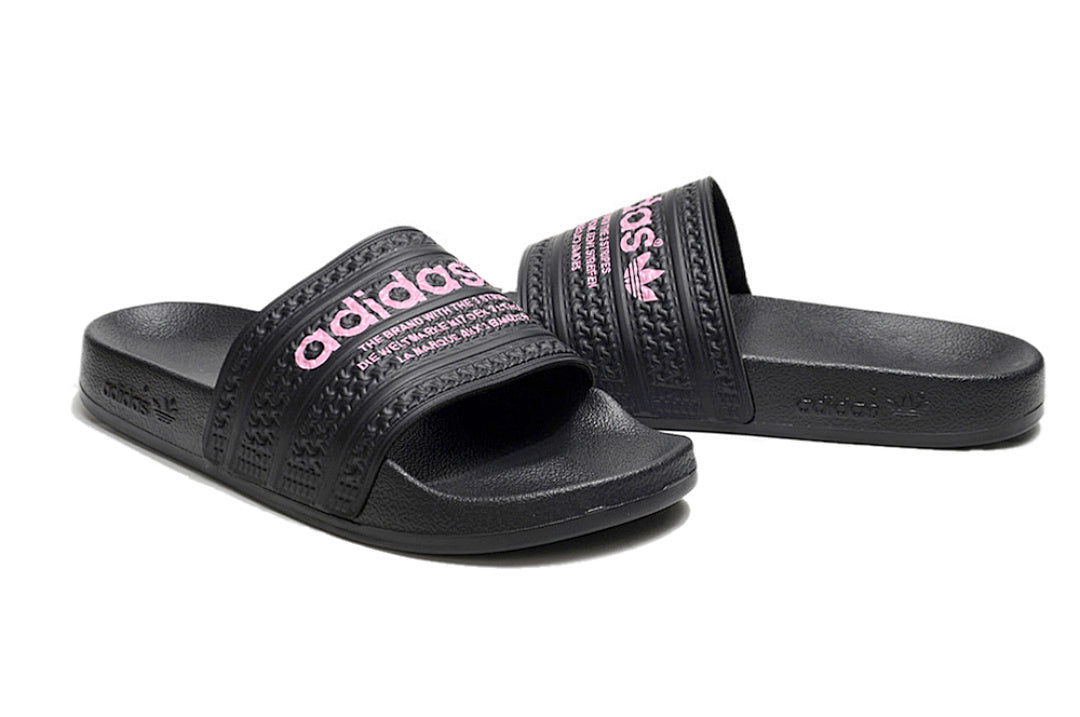 Adidas Originals Adilette Black/Pink Logo Slide Sandals GX6962