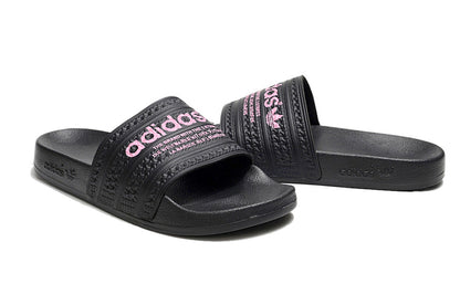 Adidas Originals Adilette Black/Pink Logo Slide Sandals GX6962