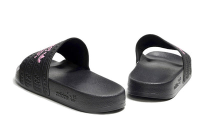 Adidas Originals Adilette Black/Pink Logo Slide Sandals GX6962
