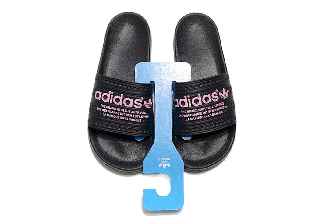 Adidas Originals Adilette Black/Pink Logo Slide Sandals GX6962