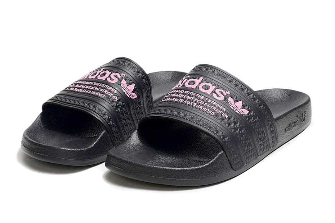 Adidas Originals Adilette Black/Pink Logo Slide Sandals GX6962