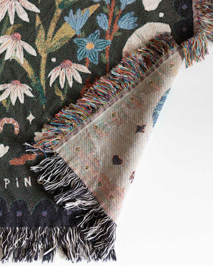 Gift for Mom Blanket: Thanks for Helping Me Grow, Floral Garden Woven Throw, Mothers Day Present