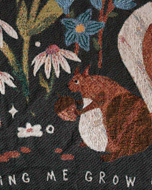 Gift for Mom Blanket: Thanks for Helping Me Grow, Floral Garden Woven Throw, Mothers Day Present