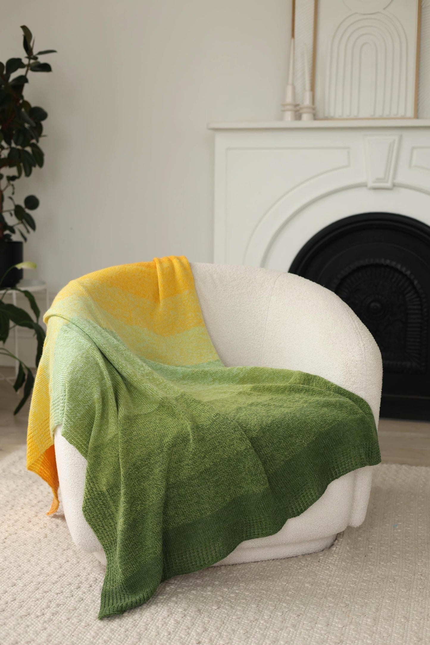 Gradient "Lemon Tree" Blanket – Handcrafted Knitted Throw Gradient
