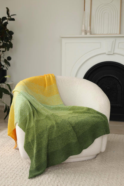 Gradient "Lemon Tree" Blanket – Handcrafted Knitted Throw Gradient