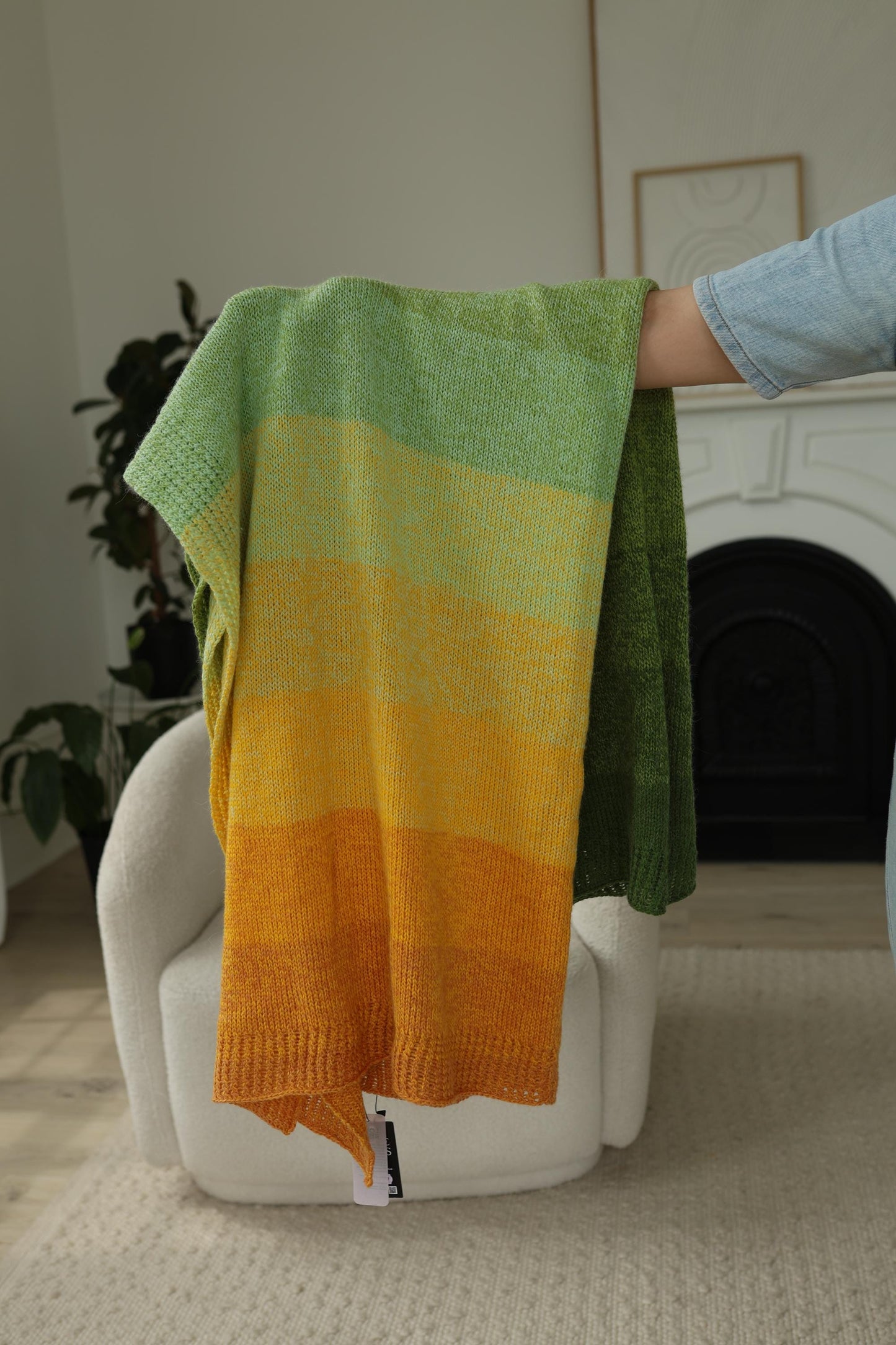 Gradient "Lemon Tree" Blanket – Handcrafted Knitted Throw Gradient