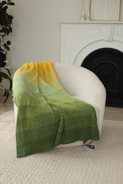 Gradient "Lemon Tree" Blanket – Handcrafted Knitted Throw Gradient