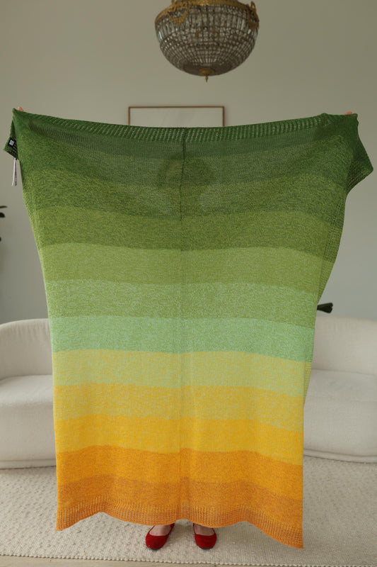 Gradient "Lemon Tree" Blanket – Handcrafted Knitted Throw Gradient