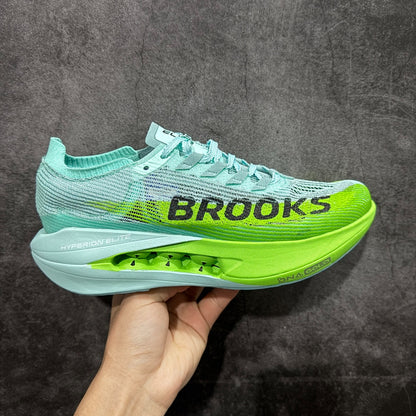 Brooks Unisex Hyperion Elite 5 Carbon-Plated Racing Shoes (Limpet/Black/Green Gecko)