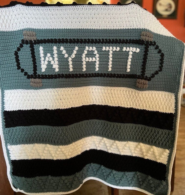 Personalized Hand Crochet Baby blanket with Name