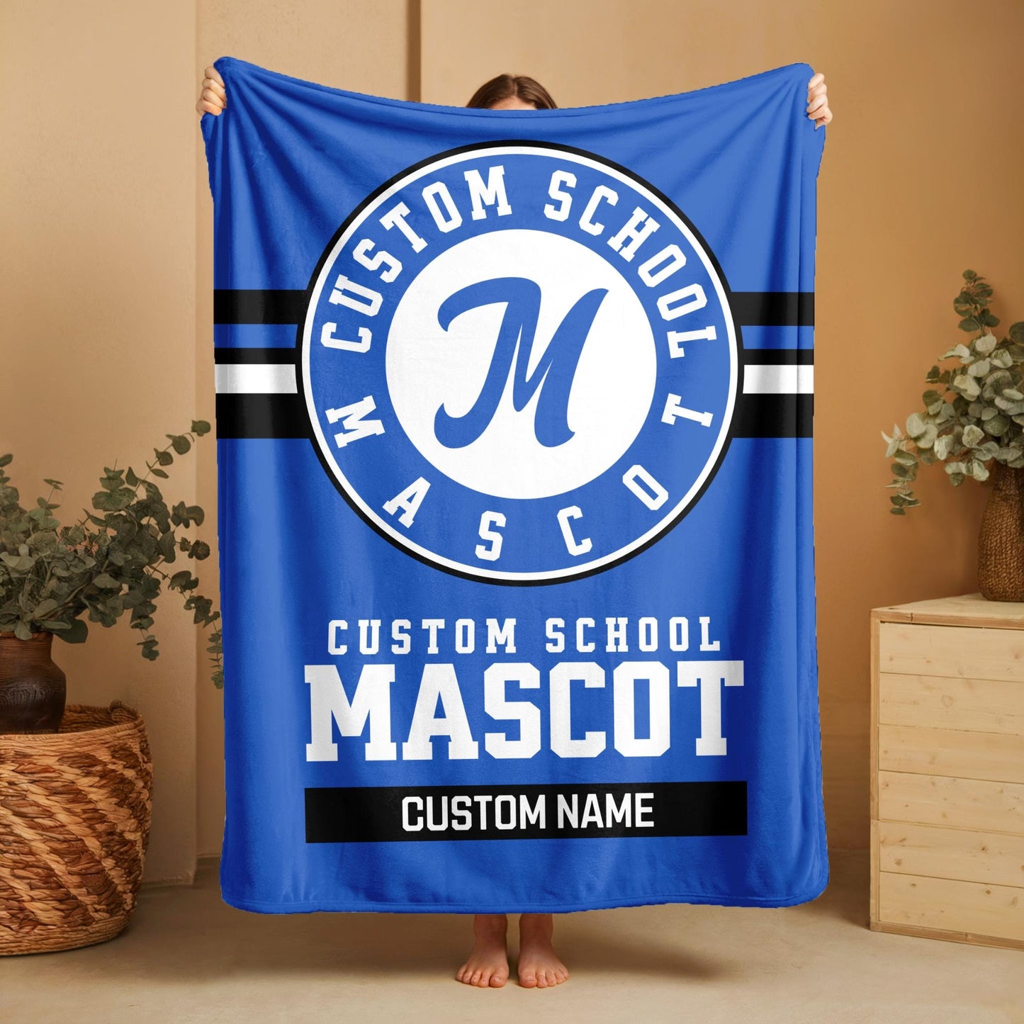 Custom Team Blanket, School Sport Team Logo Personalized Blanket With Name, College Dorm Fleece, Personal Team Gift, Senior Graduation Gift
