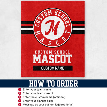 Custom Team Blanket, School Sport Team Logo Personalized Blanket With Name, College Dorm Fleece, Personal Team Gift, Senior Graduation Gift