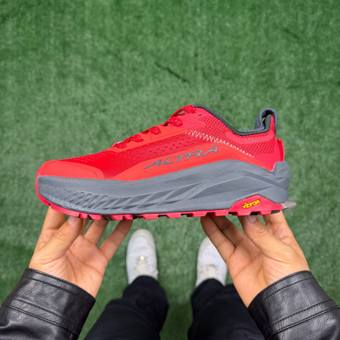 Altra Olympus 6 Red Grey Zero Drop Breathable Trail Running Sneakers