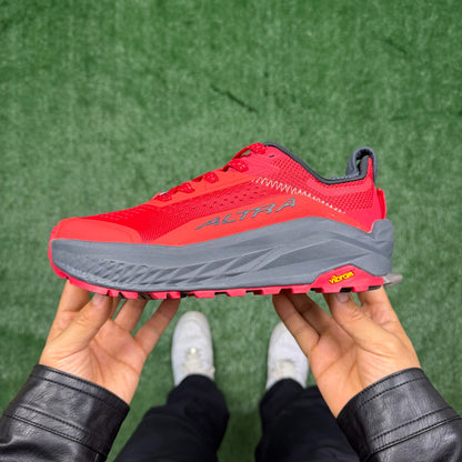 Altra Olympus 6 Red Grey Zero Drop Breathable Trail Running Sneakers