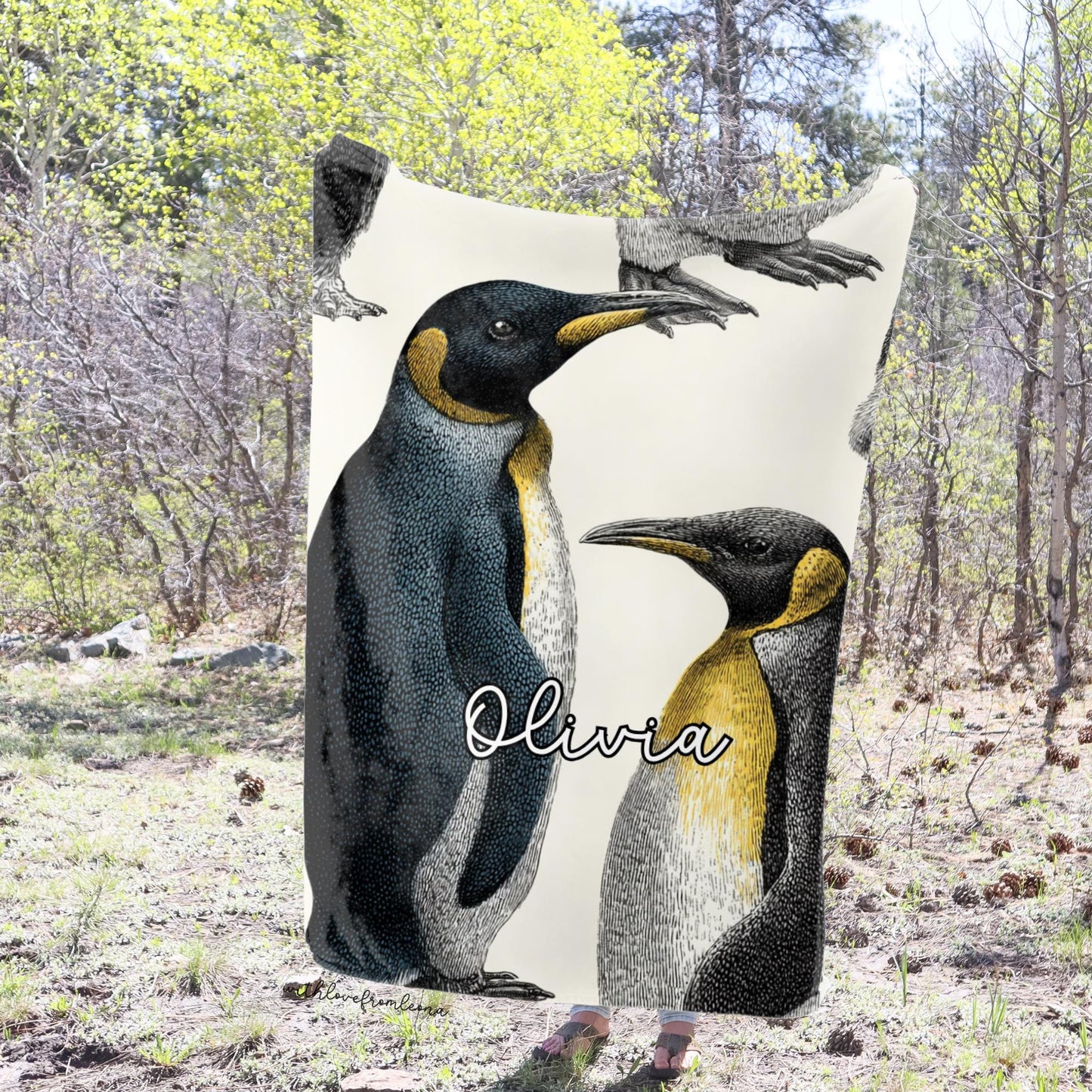Penguin Blanket Personalized Throw Blanket Penguin Adult Kid Blanket Penguin Gift Her Him Penguin Custom Name Gift