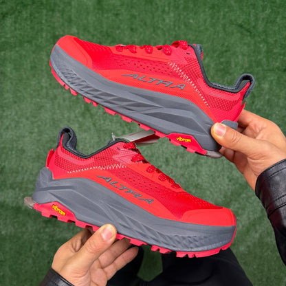 Altra Olympus 6 Red Grey Zero Drop Breathable Trail Running Sneakers