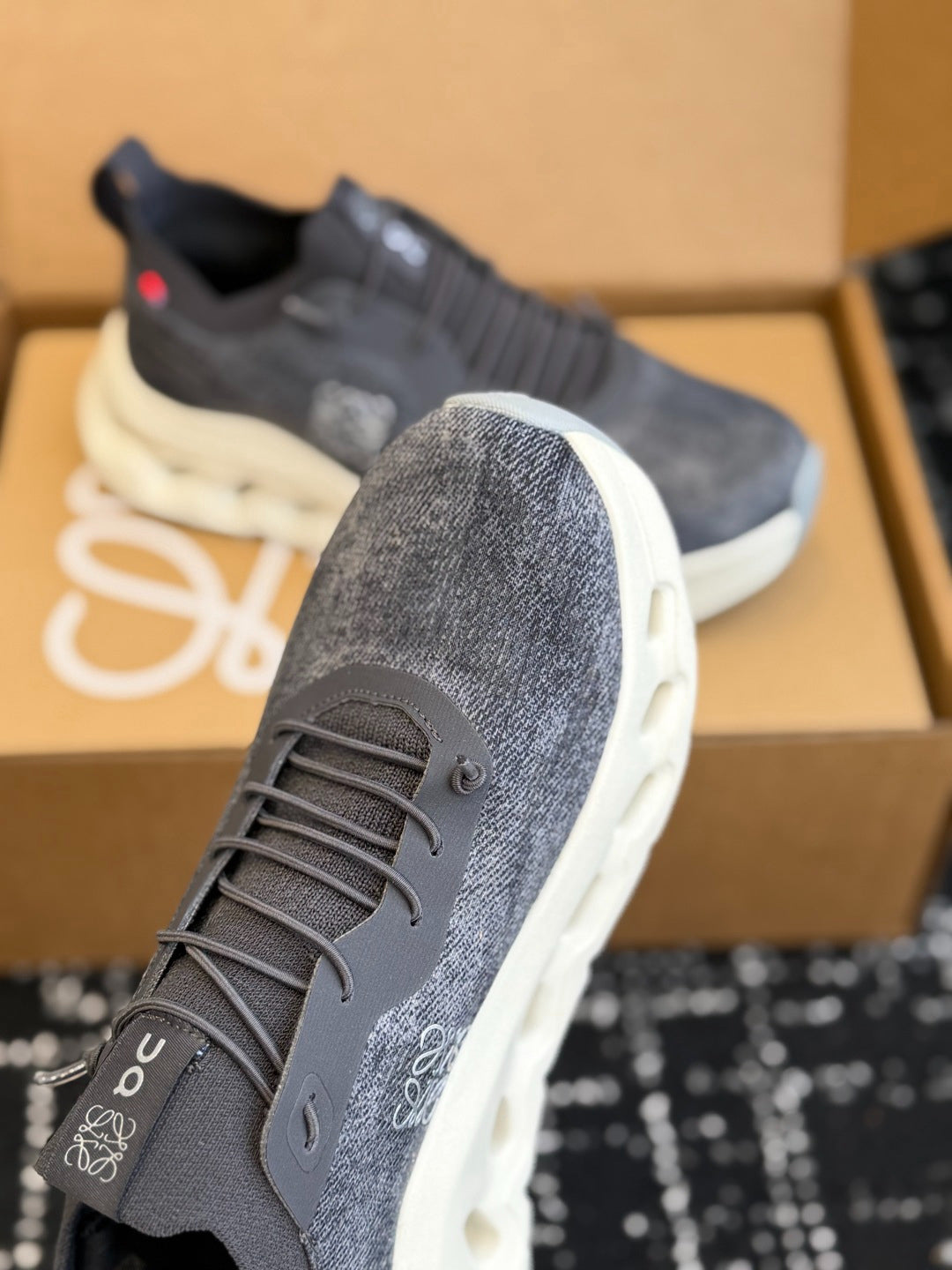 LOEWE x On Cloudtilt Heather Gray Knit Casual Jogging Sneakers