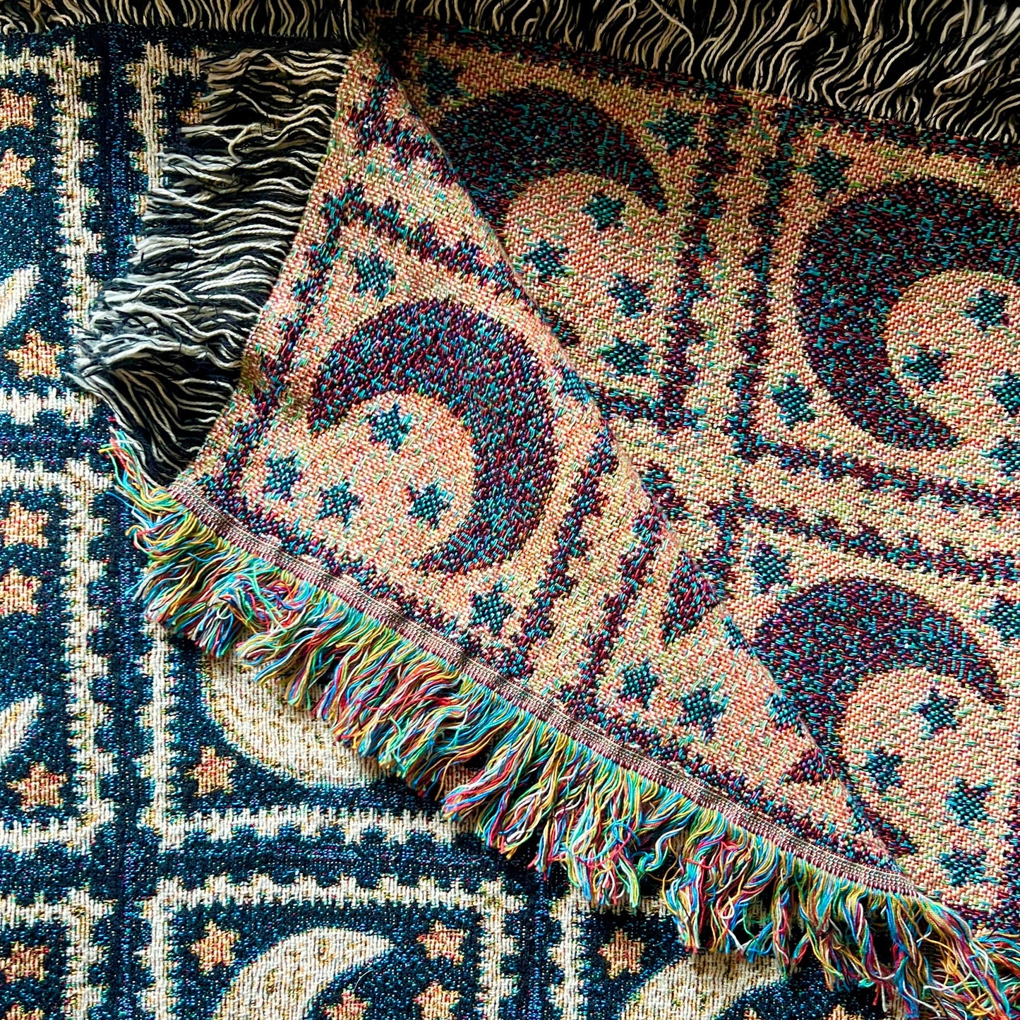Woven Blanket Celestial Tapestry Blanket, Granny Square Astrology Aesthetic Throw Cotton Blanket Bedding Dorm Decor Gift Housewarming gift