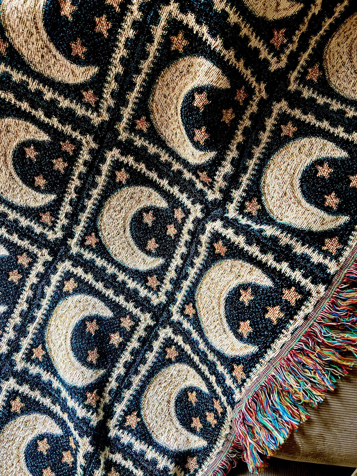 Woven Blanket Celestial Tapestry Blanket, Granny Square Astrology Aesthetic Throw Cotton Blanket Bedding Dorm Decor Gift Housewarming gift