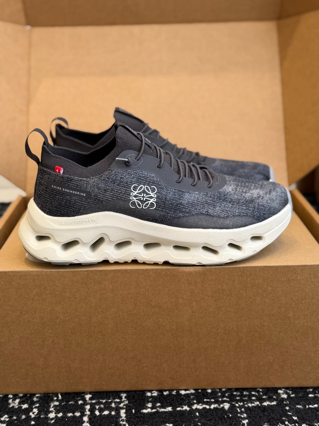LOEWE x On Cloudtilt Heather Gray Knit Casual Jogging Sneakers