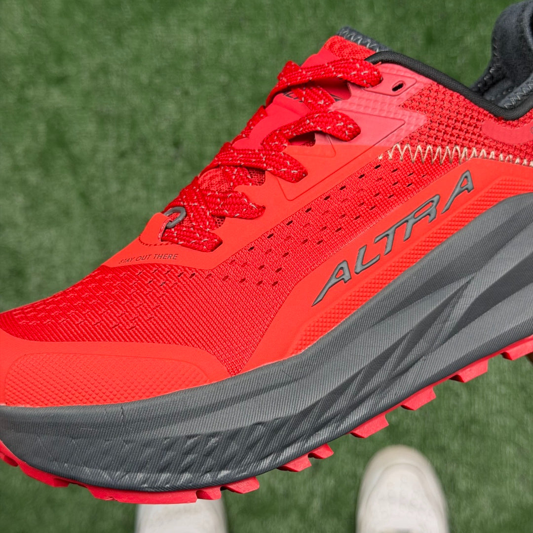 Altra Olympus 6 Red Grey Zero Drop Breathable Trail Running Sneakers
