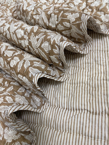 Soft Cotton Quilted Comforter, Hand Block Printed Oversized Throw Blanket, Elegant Bedspread & Sofa Cover, Bedroom Decor, Handmade Gifts