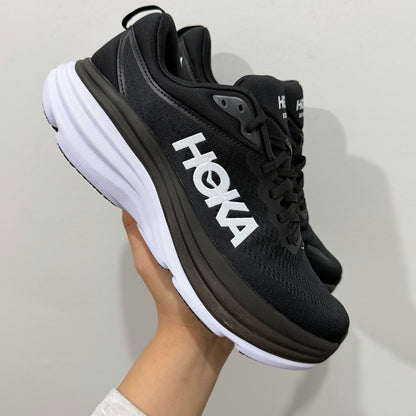 HOKA Bondi 8 Black White Athletic Shoes