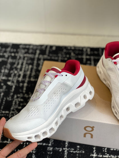 Cloudmonster White Red Gold Cushioned Running Shoes Unisex Monster Sole Athletic Trainers