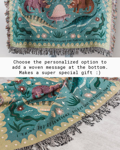 Moon & Sun Blanket: Gift for Her, Whimsical Personalized Baby Present, Black Yellow Celestial, Maximalist Unique Woven, Kids Teen Bedroom