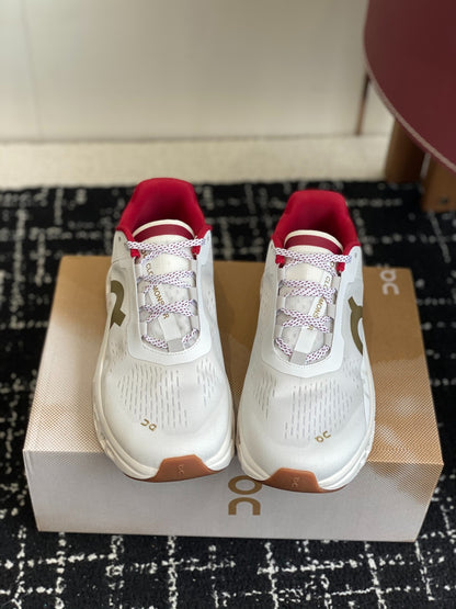 Cloudmonster White Red Gold Cushioned Running Shoes Unisex Monster Sole Athletic Trainers