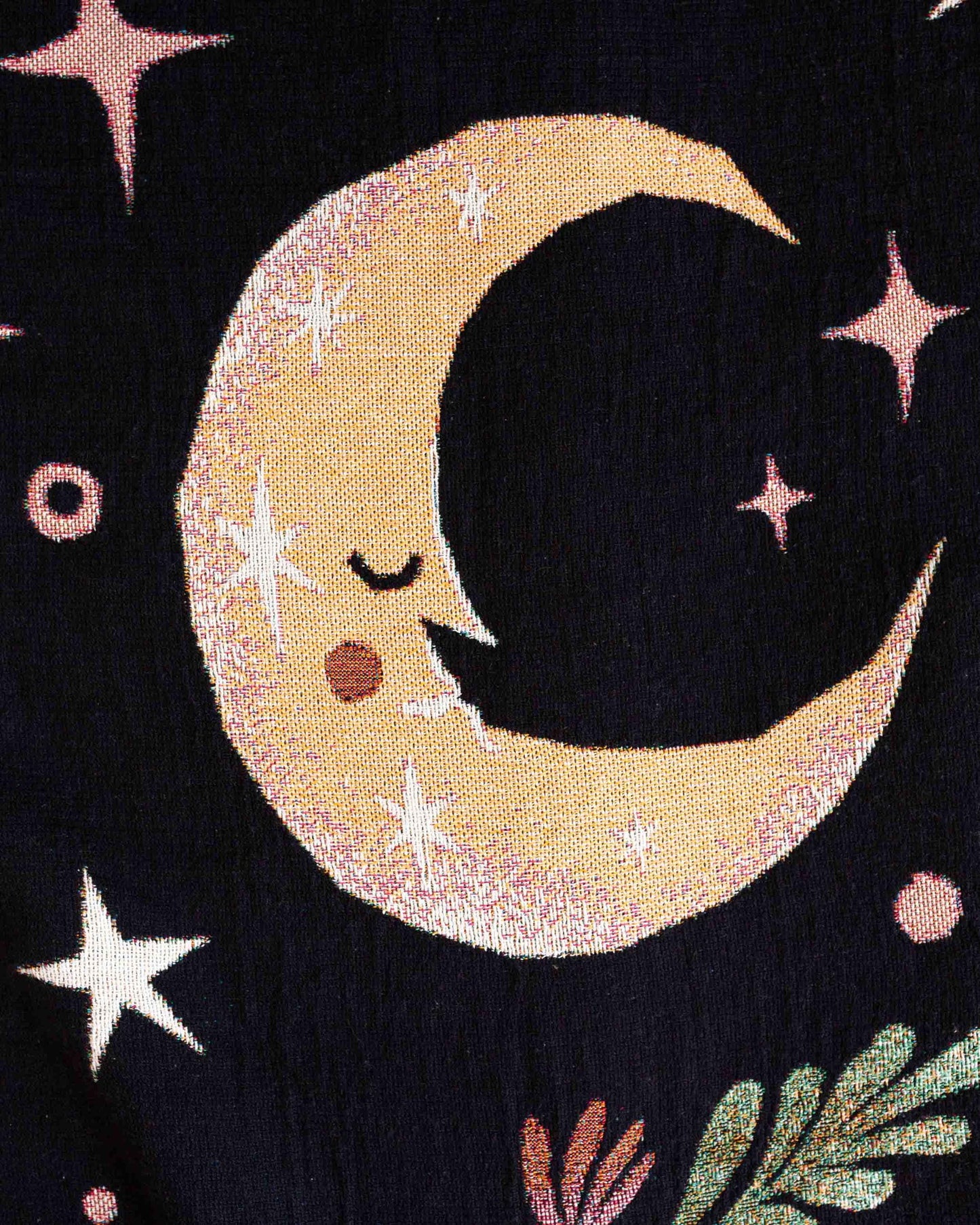 Moon & Sun Blanket: Gift for Her, Whimsical Personalized Baby Present, Black Yellow Celestial, Maximalist Unique Woven, Kids Teen Bedroom