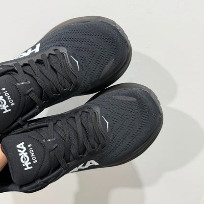 HOKA Bondi 8 Black White Athletic Shoes